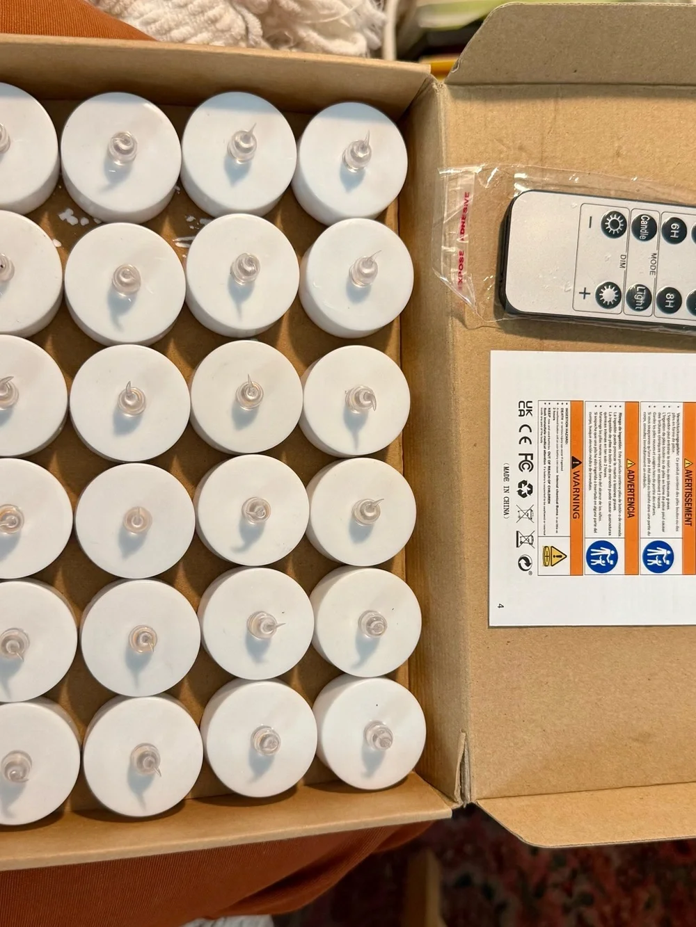 48 LED Flame Tea Light Candles- White with Warm Amber Flame